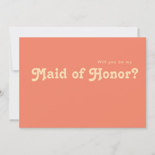 Modern Retro | Coral Maid of Honor proposal card Kaart (Voorkant)