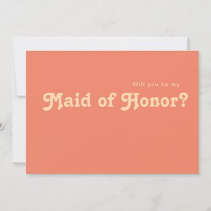 Modern Retro Coral Maid of Honor proposal card Kaart