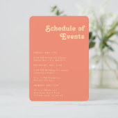 Modern Retro Coral Schedule of Events Rond Informatiekaartje (Staand voorkant)