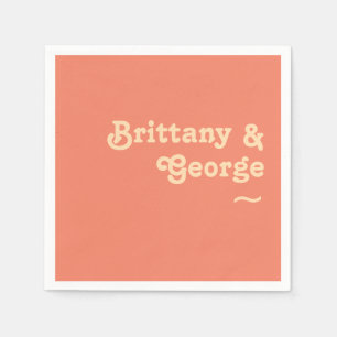 Modern Retro Coral Wedding Napkins Servet