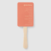 Modern Retro | Coral Wedding Programme Hand Fan Handwaaier (Achterkant)