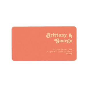 Modern Retro Coral Wedding RSVP Return Address Etiket