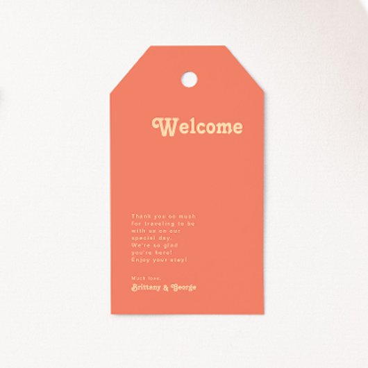 Modern Retro | Coral Wedding Welcome Gift Labels Cadeaulabel