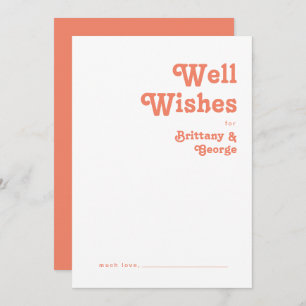 Modern Retro Coral Wedding Well Wishes Card Advieskaart