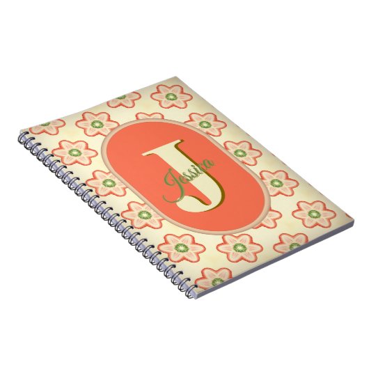 Modern Retro Custom Monogram Notitieboek (Rechterzijde)