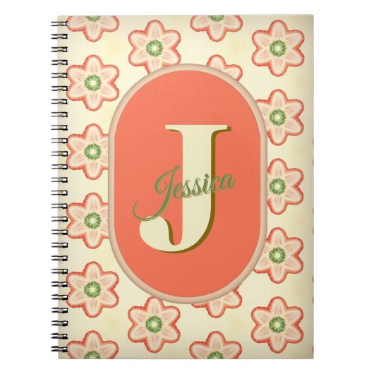 Modern Retro Custom Monogram Notitieboek (Voorkant)