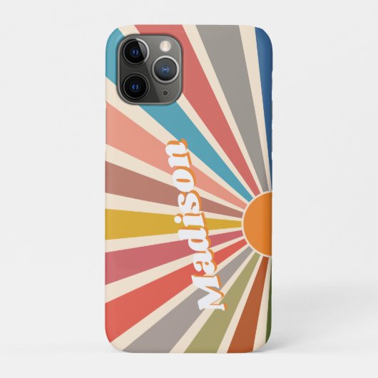 Modern Retro Custom Name Fun Rainbow Case-Mate iPhone Case (Achterkant)