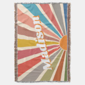 Modern Retro Custom Name Fun Rainbow Deken (Voorkant Verticaal)