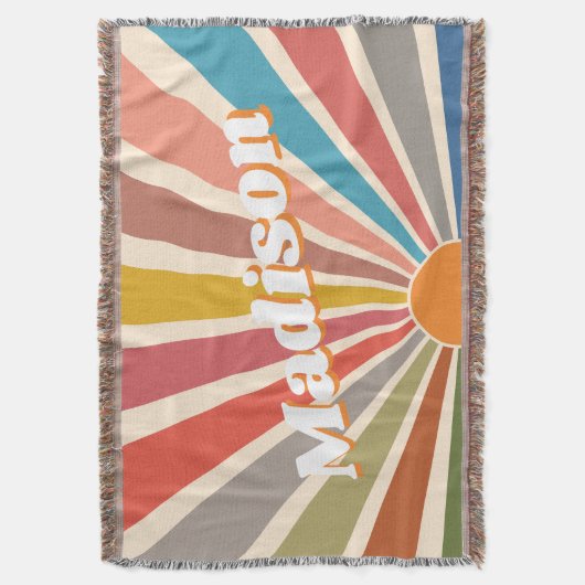 Modern Retro Custom Name Fun Rainbow Deken (Voorkant Verticaal)