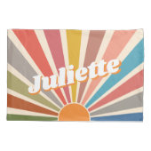 Modern Retro Custom Name Fun  Rainbow Kussensloop (Achterkant)