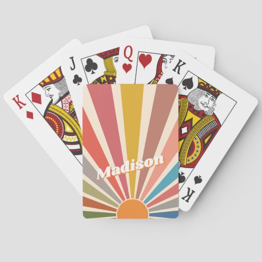 Modern Retro Custom Name Fun  Rainbow Pokerkaarten (Achterkant)