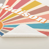 Modern Retro Custom Name Fun  Rainbow Sherpa Deken (3/4)