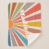 Modern Retro Custom Name Fun  Rainbow Sherpa Deken (Voorkant)