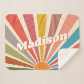 Modern Retro Custom Name Fun  Rainbow Sherpa Deken (Voorkant (horizontaal))