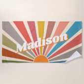 Modern Retro Custom Name Fun  Rainbow Strandlaken (Voorkant)
