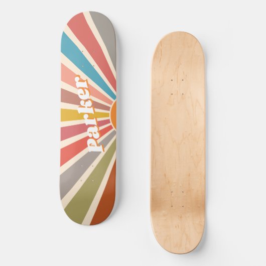 Modern Retro Custom Name Fun  Sunburst Persoonlijk Skateboard (Voorkant)