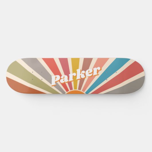 Modern Retro Custom Name Fun  Sunburst Persoonlijk Skateboard (Horizontaal)