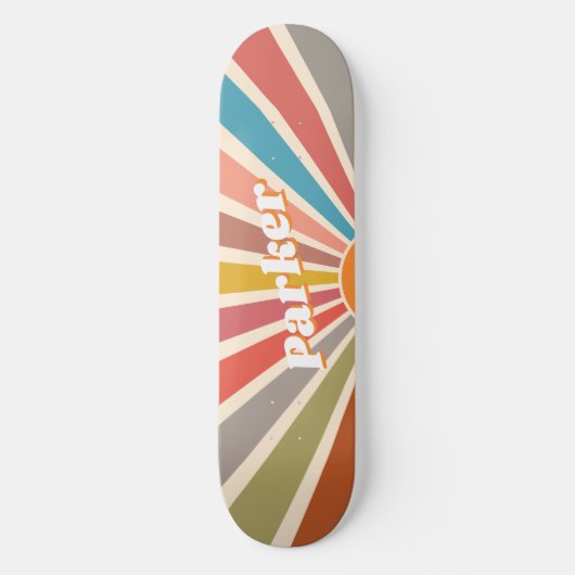 Modern Retro Custom Name Fun  Sunburst Persoonlijk Skateboard (Voorkant)