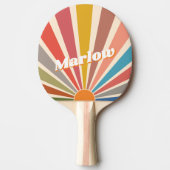 Modern Retro Custom Name Fun  Sunburst Tafeltennisbatje (Voorkant)