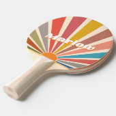 Modern Retro Custom Name Fun  Sunburst Tafeltennisbatje (Voorkant Gekanteld)