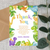 Modern Retro Dinosaur Birthday Party Bedankkaart