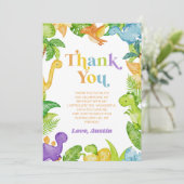Modern Retro Dinosaur Birthday Party Bedankkaart (Staand voorkant)