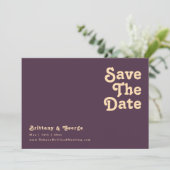 Modern Retro | Donker Paars horizontaal Save The Date (Staand voorkant)