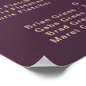 Modern Retro | Donkere Paarse alfabetische zitplaa Poster (Hoek)