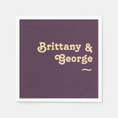 Modern Retro | Donkere Paarse bruiloft Napkins Servet (Voorkant)