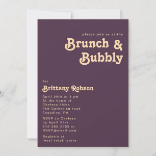 Modern Retro Donkere Paarse Brunch en Bubble Kaart