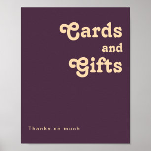 Modern Retro   Donkere Paarse kaarten en cadeaubor Poster
