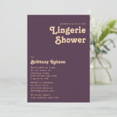 Modern Retro | Donkere Paarse Lingerie Shower Kaart (Staand voorkant)