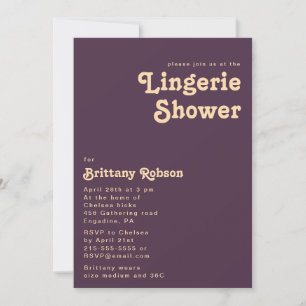 Modern Retro   Donkere Paarse Lingerie Shower Kaart