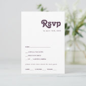 Modern Retro | Donkere Paarse menu Keuze RSVP-kaar (Staand voorkant)