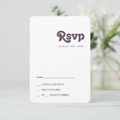 Modern Retro | Donkere Paarse Ronde RSVP-kaart RSVP Kaartje (Staand voorkant)
