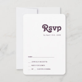 Modern Retro | Donkere Paarse Ronde RSVP-kaart RSVP Kaartje