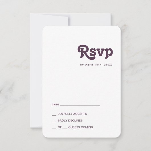 Modern Retro | Donkere Paarse Ronde RSVP-kaart RSVP Kaartje (Voorkant)