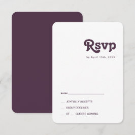 Modern Retro | Donkere Paarse Ronde RSVP-kaart RSVP Kaartje