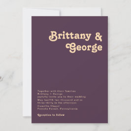 Modern Retro | Donkere Paarse uitnodiging tot wedd