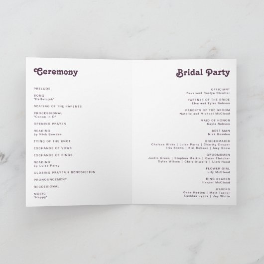 Modern Retro | Donkere Paarse vouwweddenschappen Programma (Binnen)