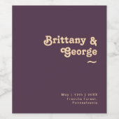 Modern Retro | Donkere Paarse weddenschappen Wijn Etiket (Enkel label)