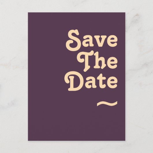 Modern Retro | Donkerpaars Save The Date Uitnodiging Briefkaart (Voorkant)