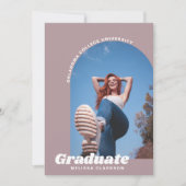 Modern Retro Dusty Pink Bold Photo Arch Afstuderen Kaart (Voorkant)