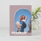 Modern Retro Dusty Pink Bold Photo Arch Afstuderen Kaart (Staand voorkant)