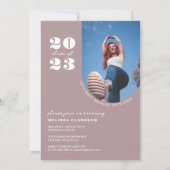 Modern Retro Dusty Pink Bold Photo Arch Afstuderen Kaart (Achterkant)