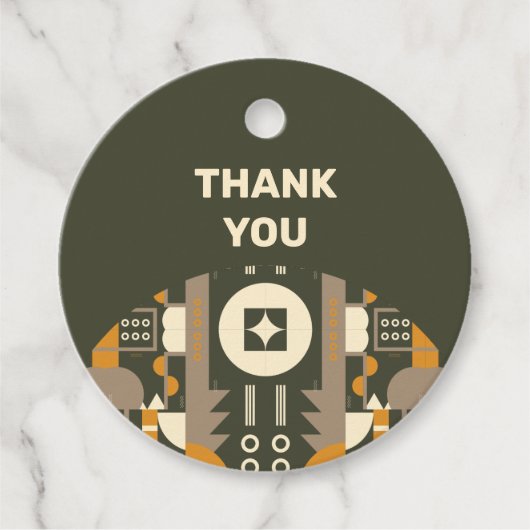 Modern Retro Earth Tone Geometric Price Label (Voorkant)