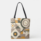 Modern Retro Earth Tone Geometric Shopping Bag Tote Bag (Achterkant)