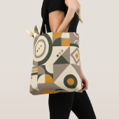 Modern Retro Earth Tone Geometric Shopping Bag Tote Bag (Dichtbij)