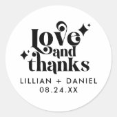 Modern Retro Editable Wedding Bedankt Ronde Sticker (Voorkant)