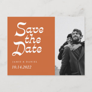 Modern Retro Fall Wedding Save the Date Announceme Aankondigingskaart